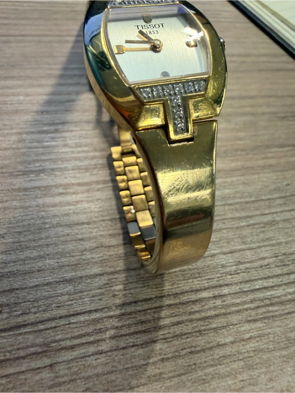 Tissot Gold Tone Bracelet Watch with Crystal Accents